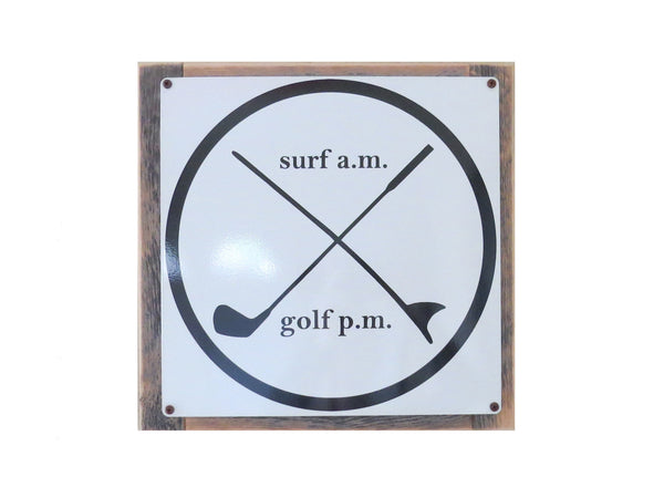 Wood Mounted Circle Logo Metal Sign